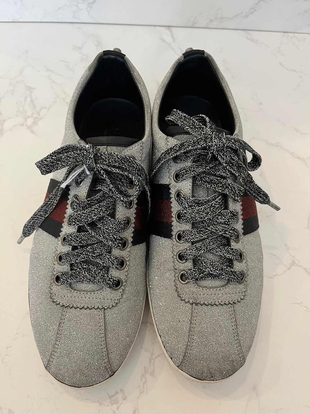 Pre Loved Gucci Silver Glitter Bambi Low Top Sneakers - Size 5