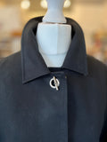Pre Loved Burberry Black Wilo Coat Silver Toggles UK8