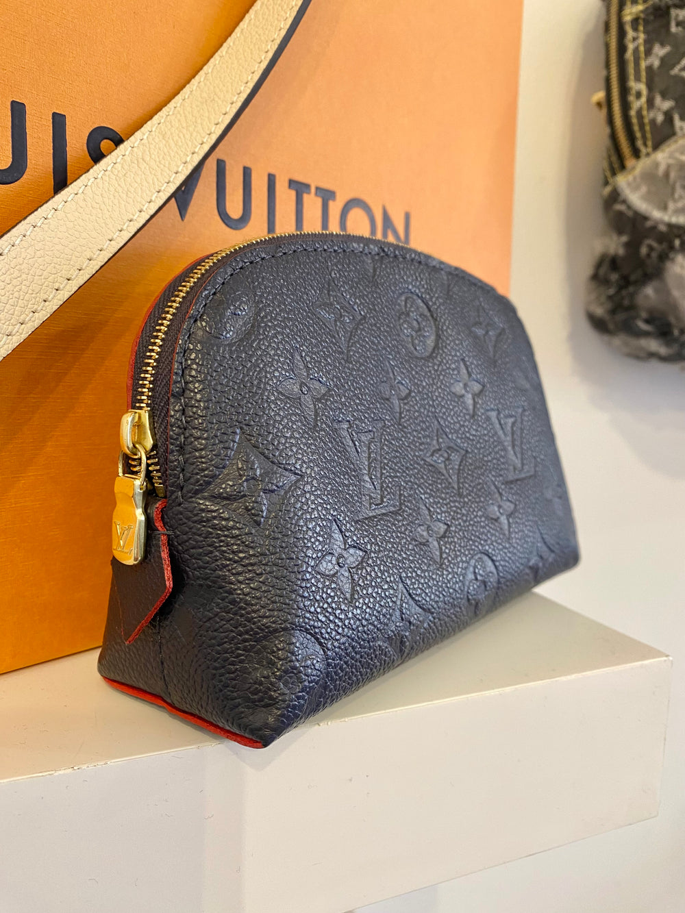 Pre Loved Louis Vuitton Cosmetic Pouch Empreinte Blue