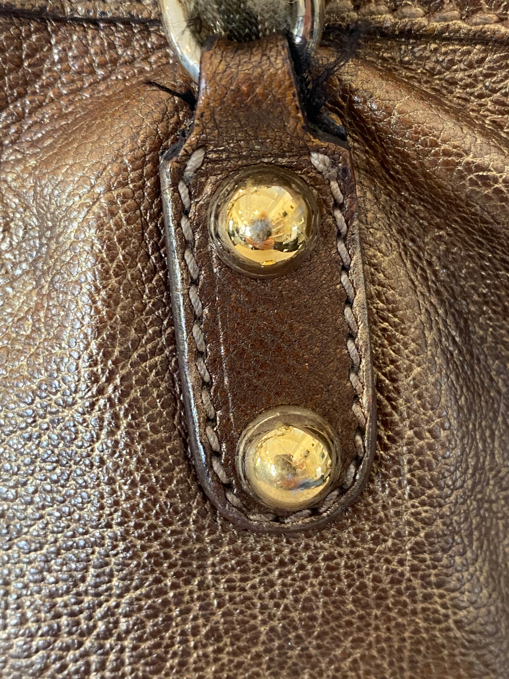 Pre Loved Gucci Vintage Princy Tote in Old Gold Leather with Gold Chain Shoulder Straps