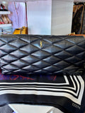 Pre Loved Saint Laurent Sade Puffy Envelope Clutch in Black Leather
