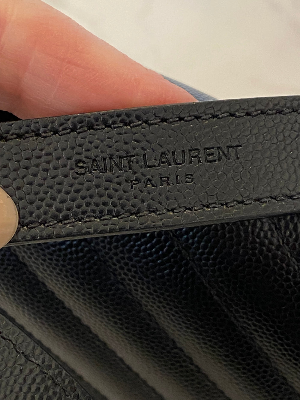 Pre Loved Yves Saint Laurent Black Leather Chevron Envelope Bag - Excellent