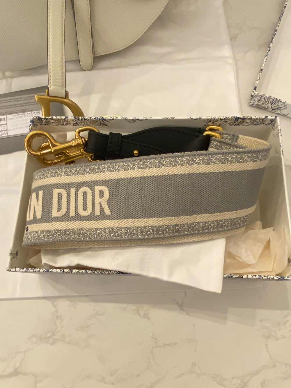 Pre Loved Christian Dior Latte Saddle Bag with Logo Web Strap  (excellent)