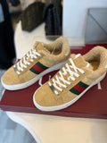 Gucci Ace Beige Suede Sneakers UK 4