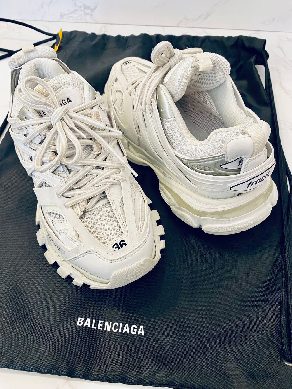 Pre Loved Balenciaga Track Sneakers in White UK 3