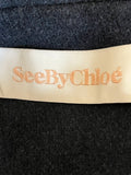 See by Chloe Long Navy Wool Duffle Gilet Fr36 UK 8