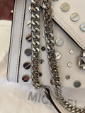 Pre Loved Michael Kors Whitney Handbag in White Leather with Silver Studs (excellent)