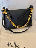 Pre Loved Mulberry Black M Zipped Black Leather Pouch/ Shoulder Bag