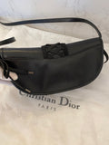 Pre Loved Christian Dior Corset Saddle Bag in Black Leather