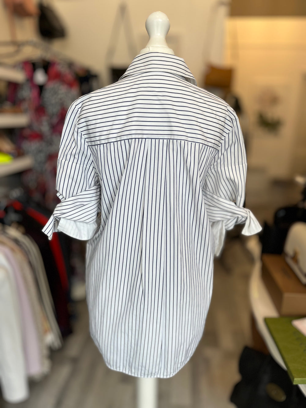 Pre Loved Victoria Beckham Striped Shirt Bow Tied Sleeves