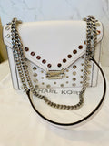 Pre Loved Michael Kors Whitney Handbag in White Leather with Silver Studs (excellent)