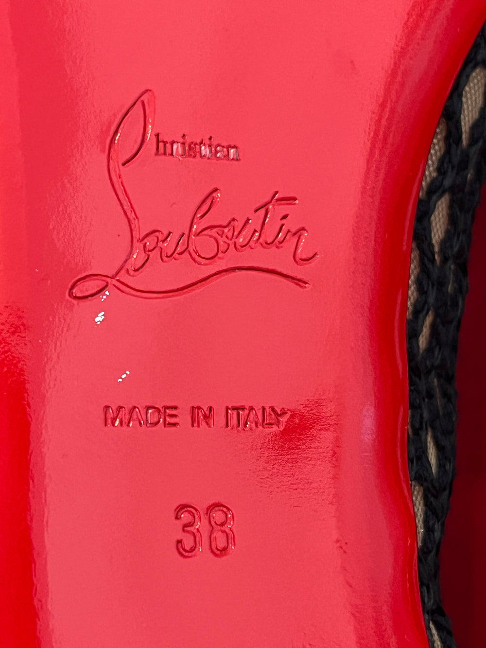 Pre Loved Christian Louboutin Black Patent Spike Ballet Flats UK 5 (New)
