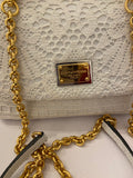 Pre Loved Vintage Dolce & Gabbana White Sicily Leather & Lace Bag