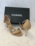 Pre Loved Chanel Beige Leather & Silver Ankle Straps UK 3