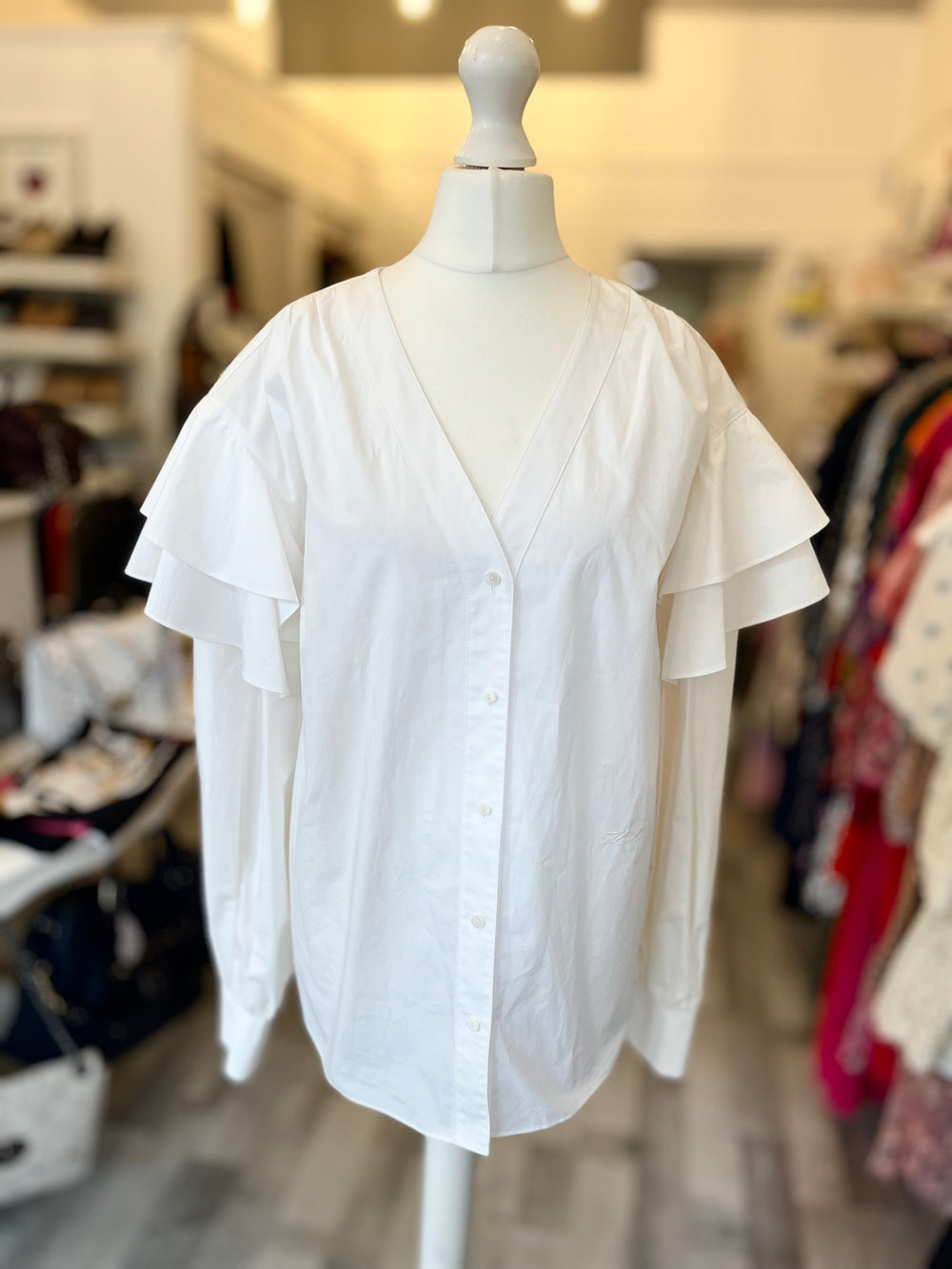 Pre Loved Karl Lagerfeld Ruffle Sleeve Top