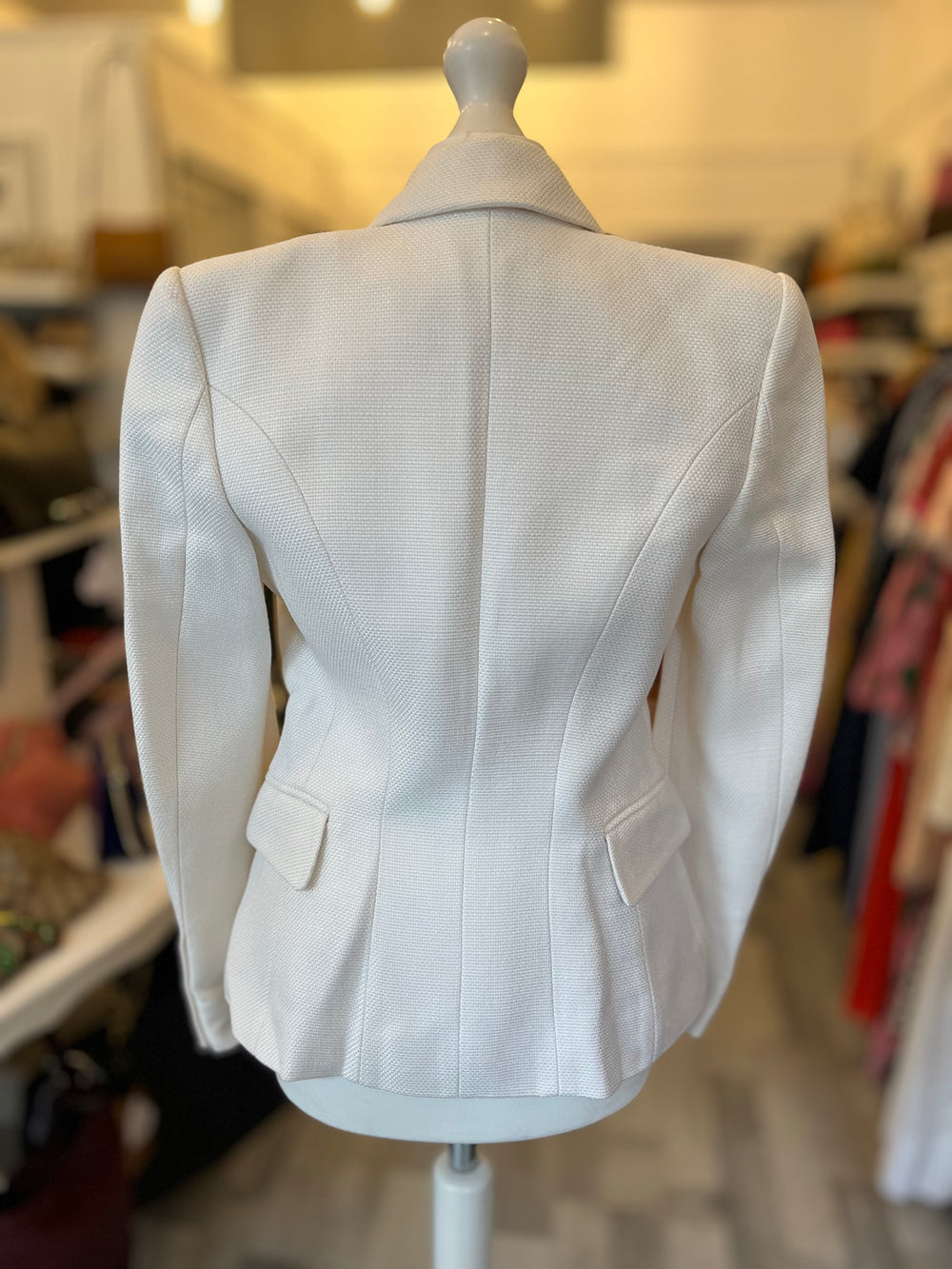 Pre Loved Balmain Double Breasted Cream Blazer size 34 fits UK 6