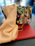 Pre Loved Salvatore Ferragamo silk & cashmere light pink/peach scarf (new)