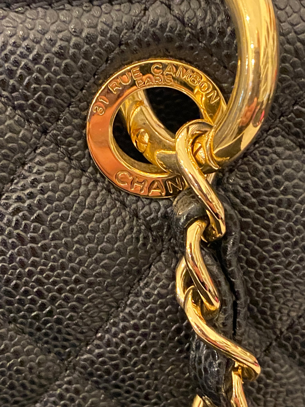 Pre Loved Chanel GST Grand Shopper Tote in Black Caviar Leather