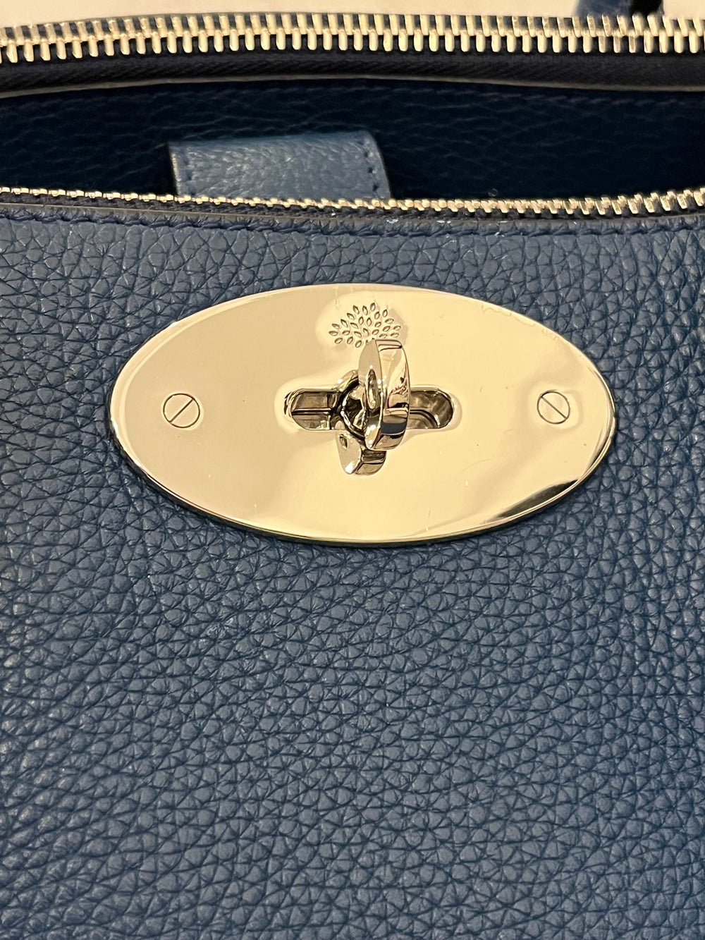 Pre Loved Mulberry Double Zipped Bayswater in Blue