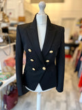 Pre Loved Balmain Double Breasted Black Wool Blazer size 36 fits UK 8 (excellent)