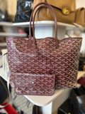 Pre Loved Goyard Saint Louis PM Tote with Pouch in Burgundy