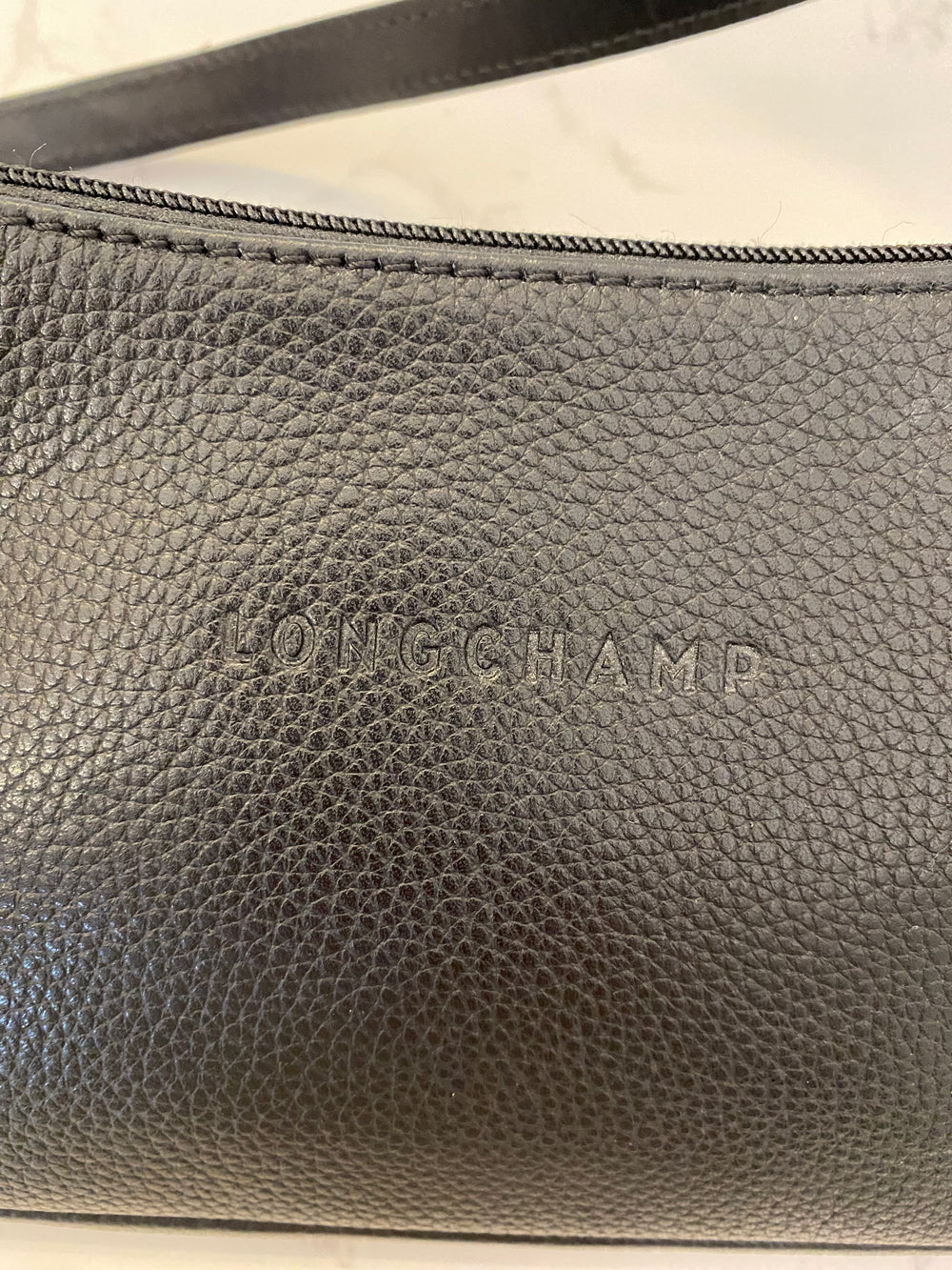Pre Loved Longchamp Black Leather Pochette (excellent)