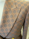 Gucci GG Jacquard Double Breasted Blazer in Pink and Grey Monogram IT 38 (UK 8)