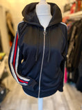 Pre Loved Gucci Track Hoodie Jacket with Crystals on sleeves (excellent)