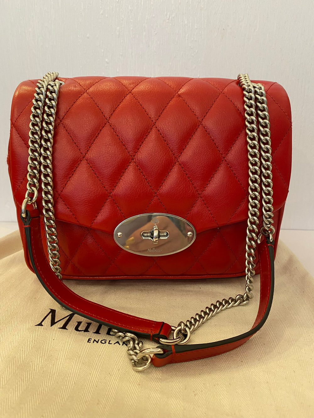 Pre Loved Mulberry Small Darley in Quitled Scarlet Red Leather (new)