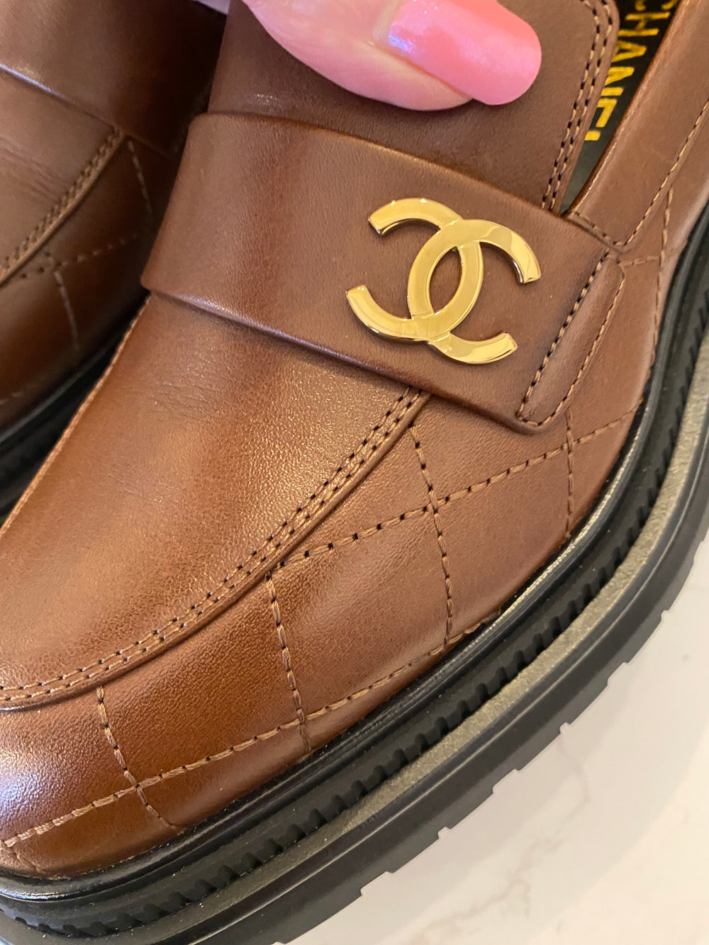 Pre loved Chanel CC Brown Quilted Loafers UK5.5 (new)