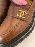 Pre loved Chanel CC Brown Quilted Loafers UK5.5 (new)