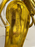 Pre Loved Bottega Veneta Gold Strappy Heeled Sandals UK4 (as new)
