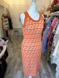 Pre Loved Fendi Zucca Orange Dress It40 Uk8