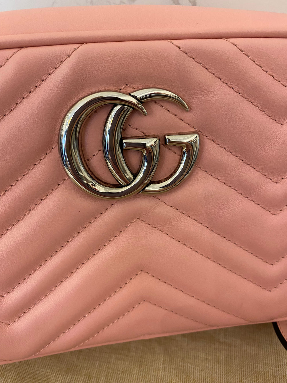 Pre Loved Gucci GG Marmont Matelasse Shoulder/Crossbody in Wild Rose (excellent)