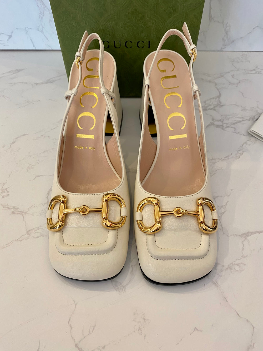 Pre Loved Gucci Cream Horsebit Sandals UK 5 - NEW