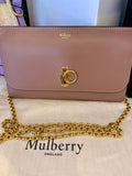 Pre Loved Mulberry Amberley clutch in dark blush leather (excellent)