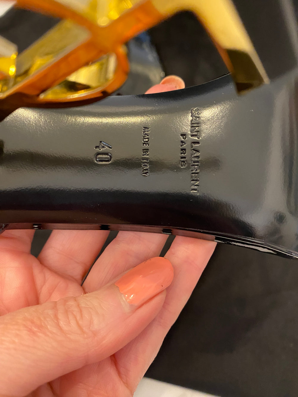 Pre Loved Yves Saint Laurent Opyum Sandals in Black Patent Size uk7