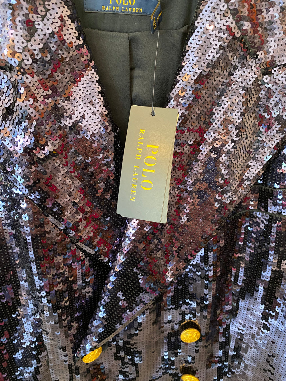 Pre Loved Ralph Lauren Sequin Navy Blue Blazer US 8, UK12 (new)