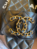 Pre Loved Chanel Black Quilted Goatskin Slide Mule with Chain CC Logo - UK 6.5 (fit uk5.5)
