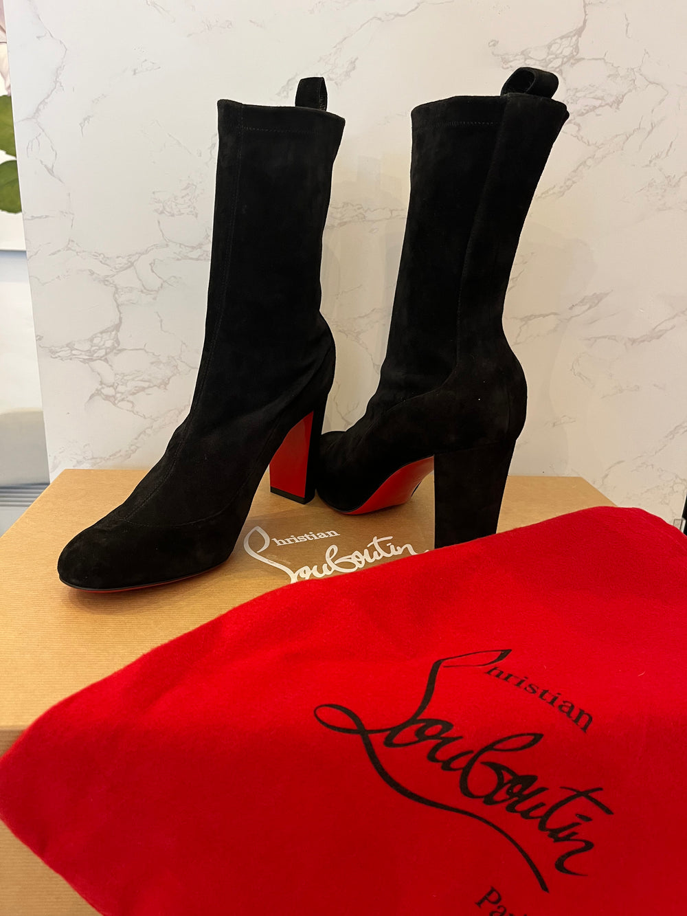Pre Loved Christian Louboutin Gena Suede Boots uk 6 (new) **reserved**