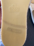 Gucci Raffia Espadrille Sandals with Crystal GG Logo  UK6