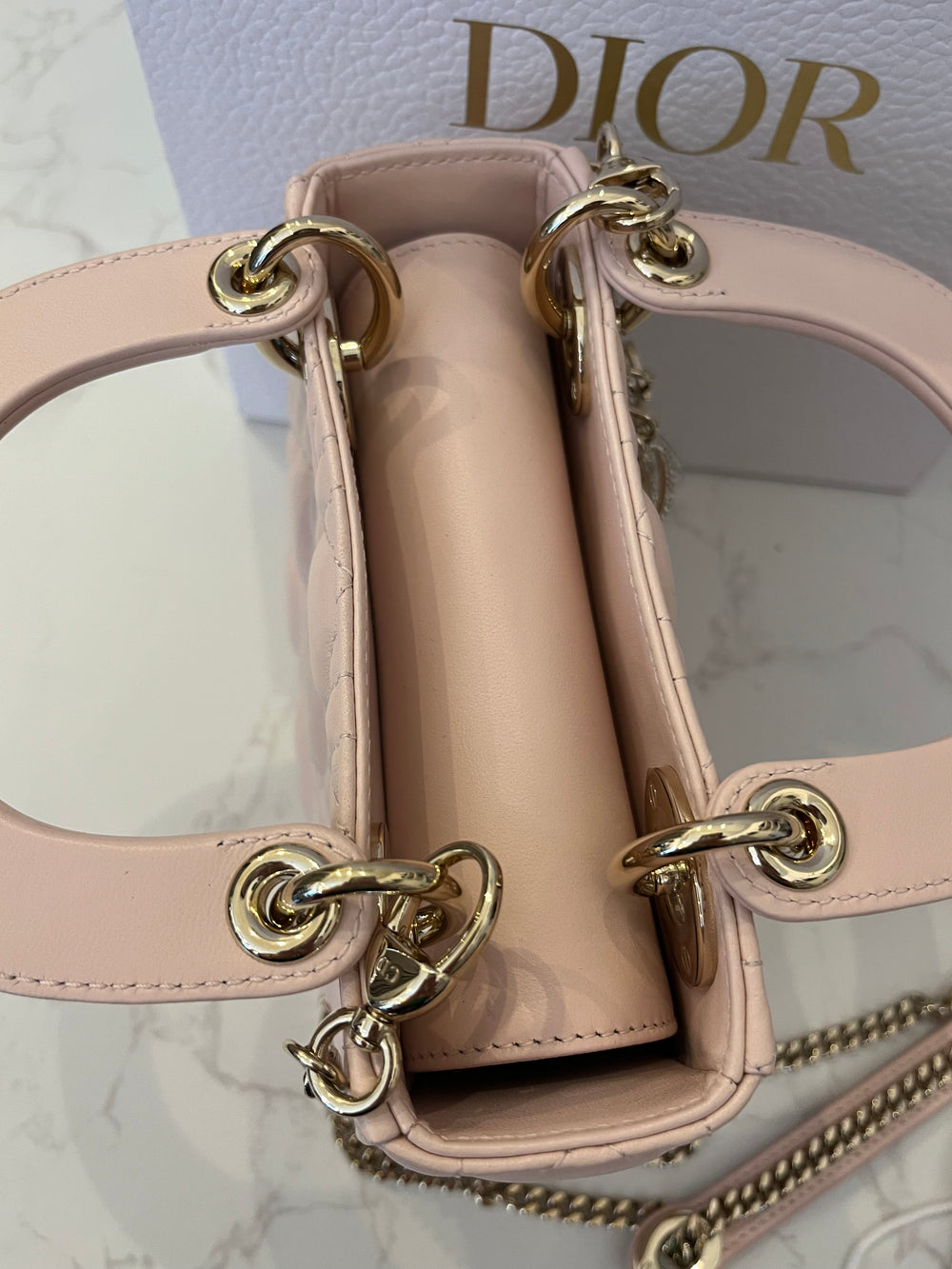 Pre Loved Lady Dior Mini Handbag in Powder Pink with Diamantés (new)
