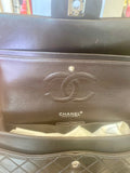 Pre Loved Chanel Classic Double Flap in dark brown lambskin,silver hardware