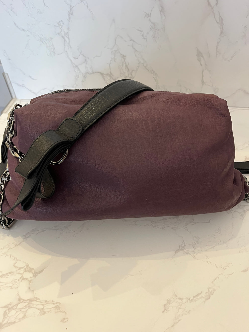 Pre Loved Christian Louboutin Plum Leather Shoulder Bag