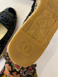 Pre Loved Chanel Black Patent & Sequins Leather Espadrilles size uk4