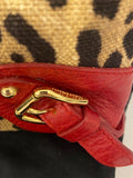 Pre Loved Vintage  Dolce & Gabbana Red Leather and Leopard Canvas Pochette