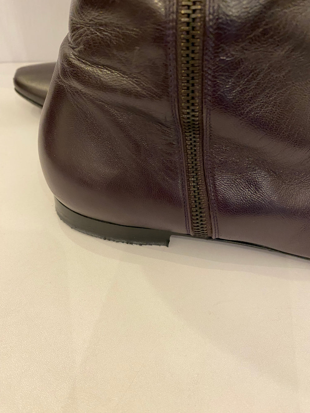 Pre Loved Chanel Flat Purple Boots Size Uk7 (fit uk6.5)