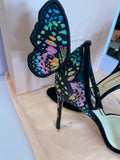 Pre Loved Sophia Webster Black Suede Chiara Wing-Embellished Sandals UK9 (excellent)