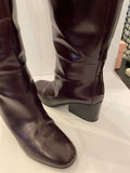 Pre Loved Hermes Purple/ Oxblood Classic Leather Knee high Boots Size uk5.5