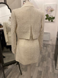 Pre Loved Self Portrait Metallic Ivory Boucle Mini Dress UK6 fits uk8 (new).